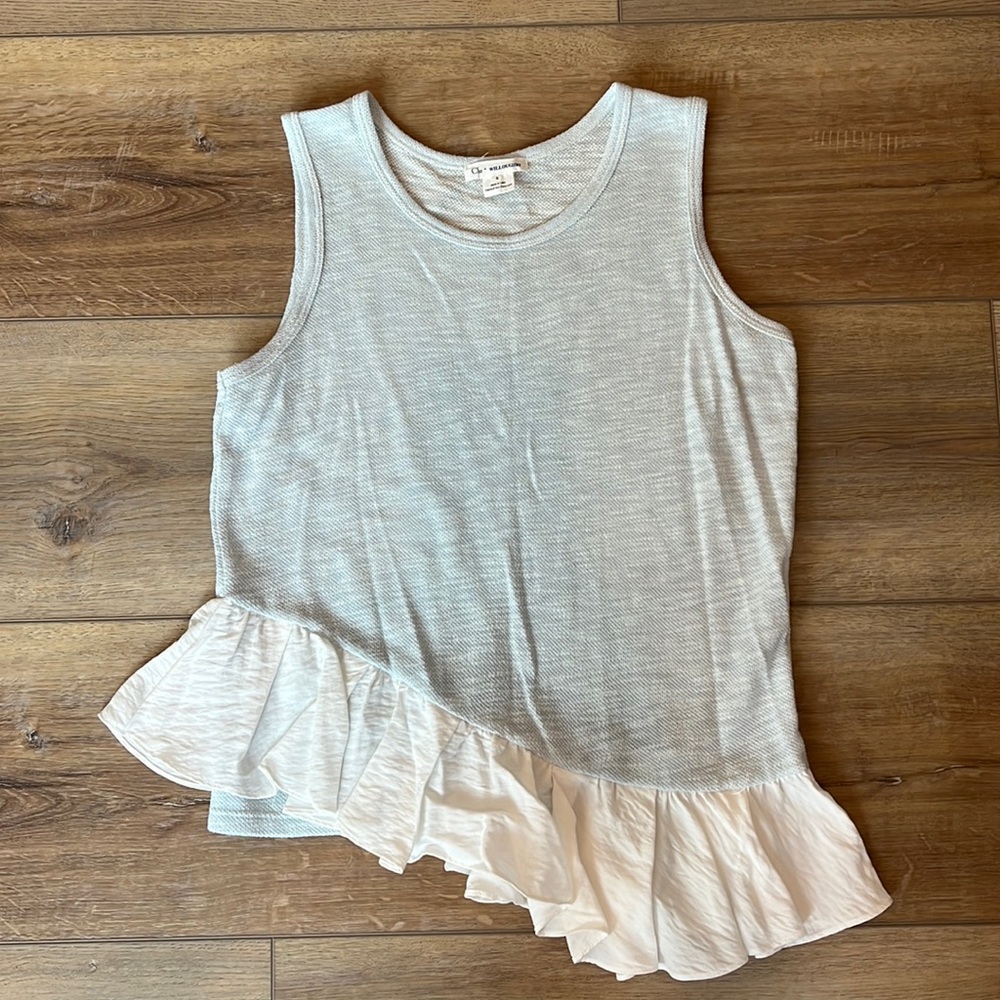 Anthropologie Clu & Willoughby Blue Ruffle Tank Top